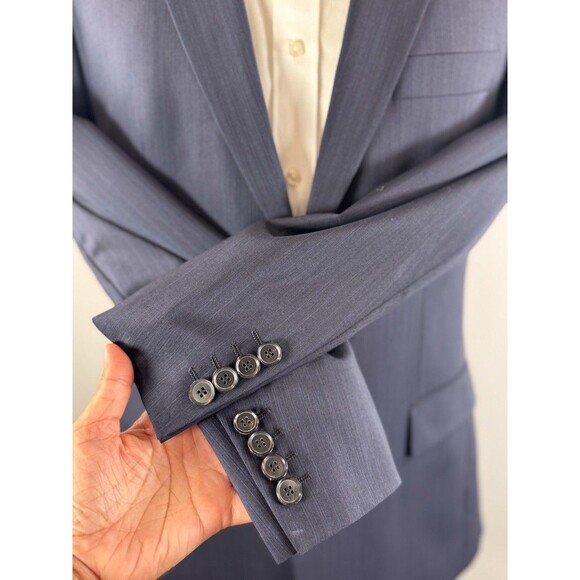 HUGO BOSS Mens Blazer Blue Pasolini Movie Pinstriped Comfort Fit Suit Jacket 38R - Picture 9 of 13